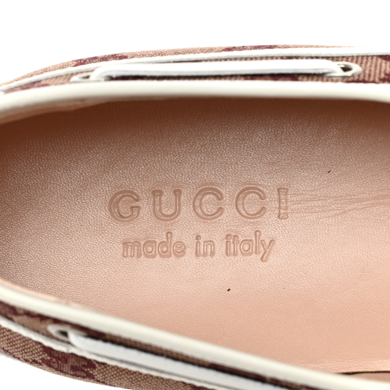 Gucci Monogram Mens Boat Shoes 9 Sahara Rubino White 7 of 14