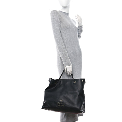 Gucci Calfskin Large Gifford Braided Handle Tote Black 2 of 9