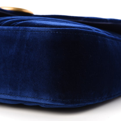Gucci Velvet Matelasse Medium GG Marmont Shoulder Bag Cobalt Blue 7 of 8