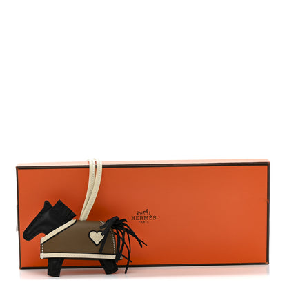 Hermes Milo Lambskin Grigri Rodeo Robeo Coeur Bag Charm PM Black Craie Etoupe 4 of 4