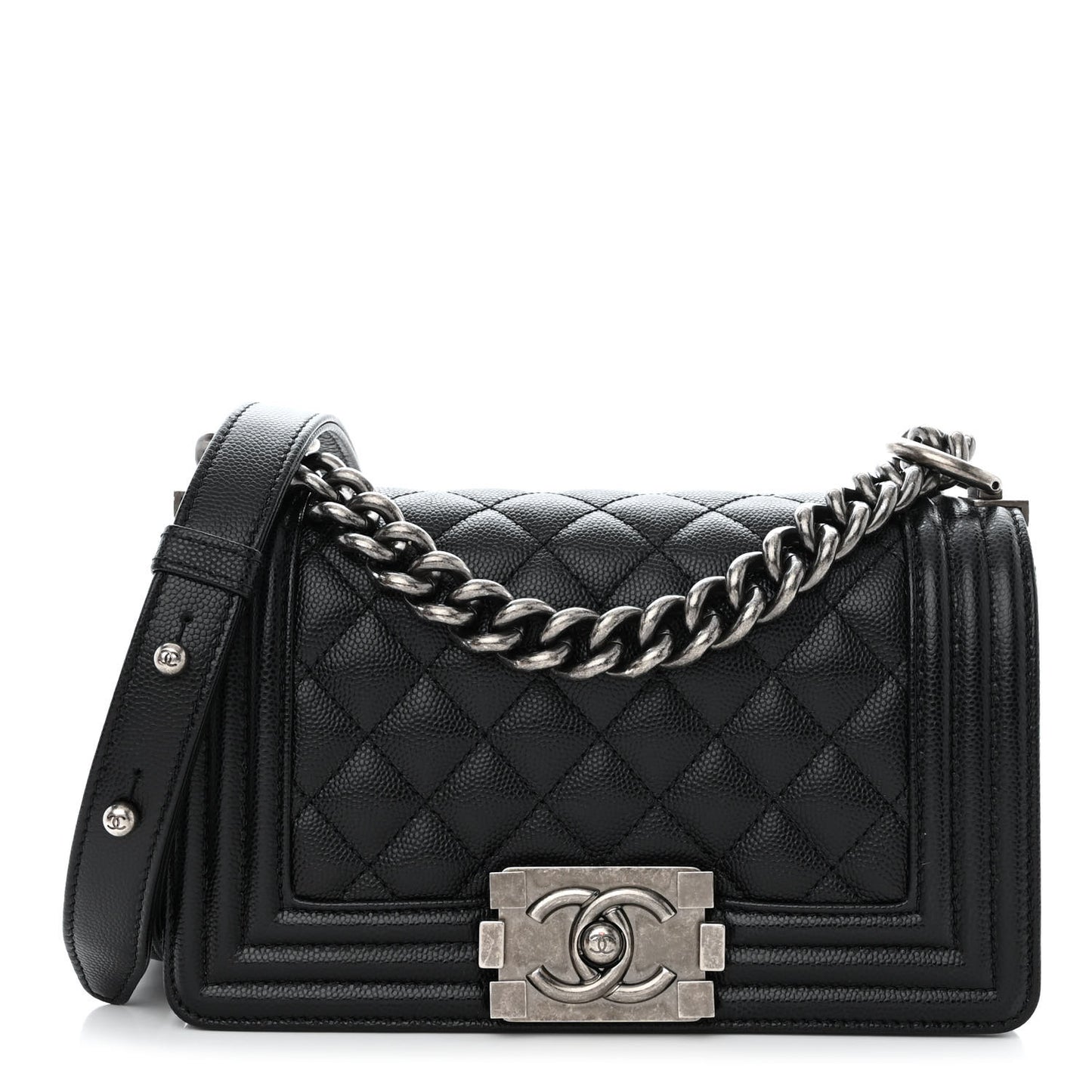 Caviar Quilted Small Boy Flap Black