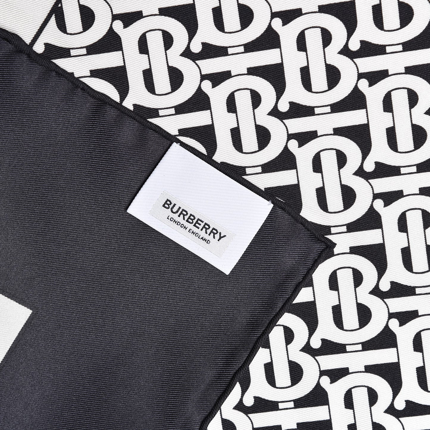 Silk Monogram Print Square Scarf Black Monochrome