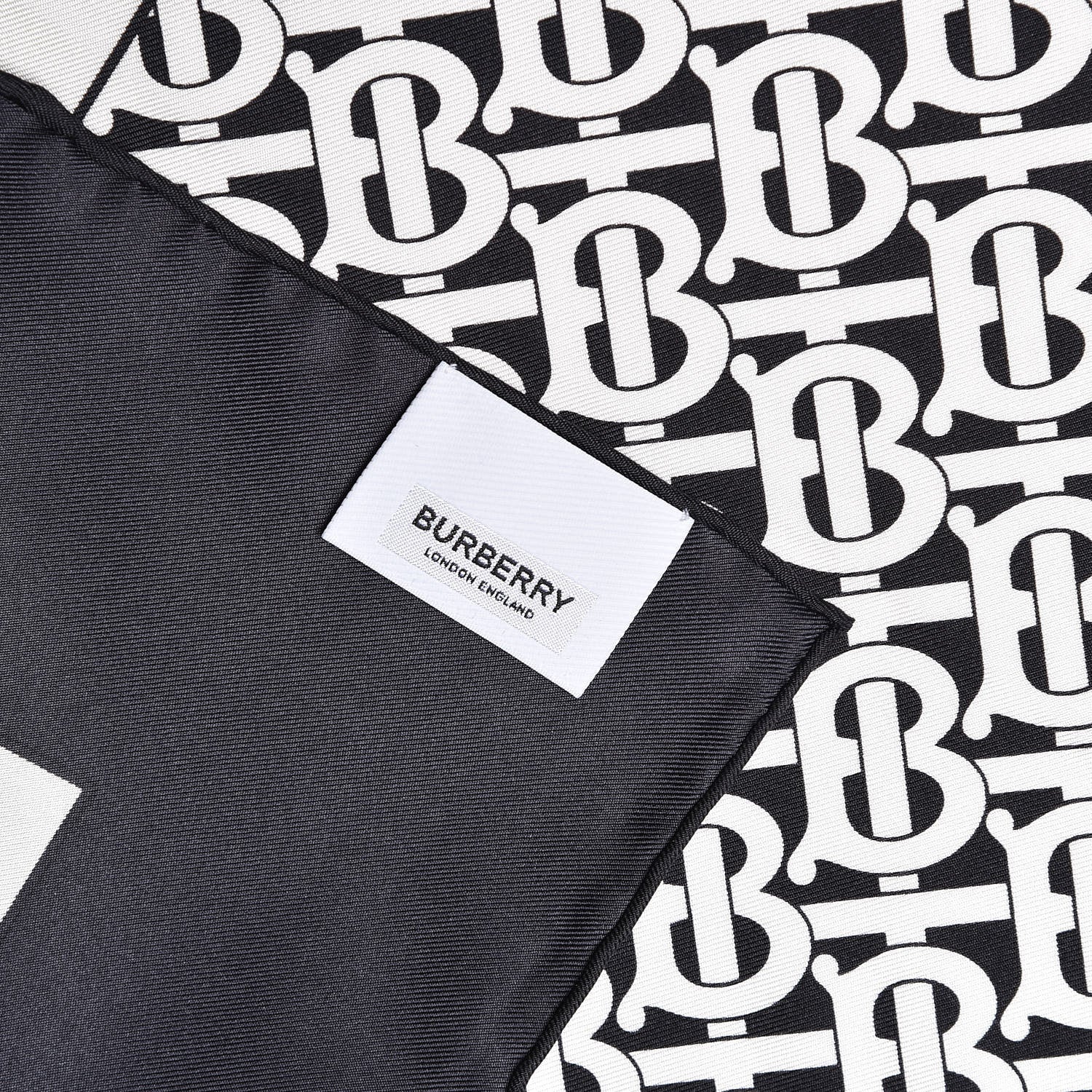 Burberry Silk Monogram Print Square Scarf Black Monochrome 5 of 6