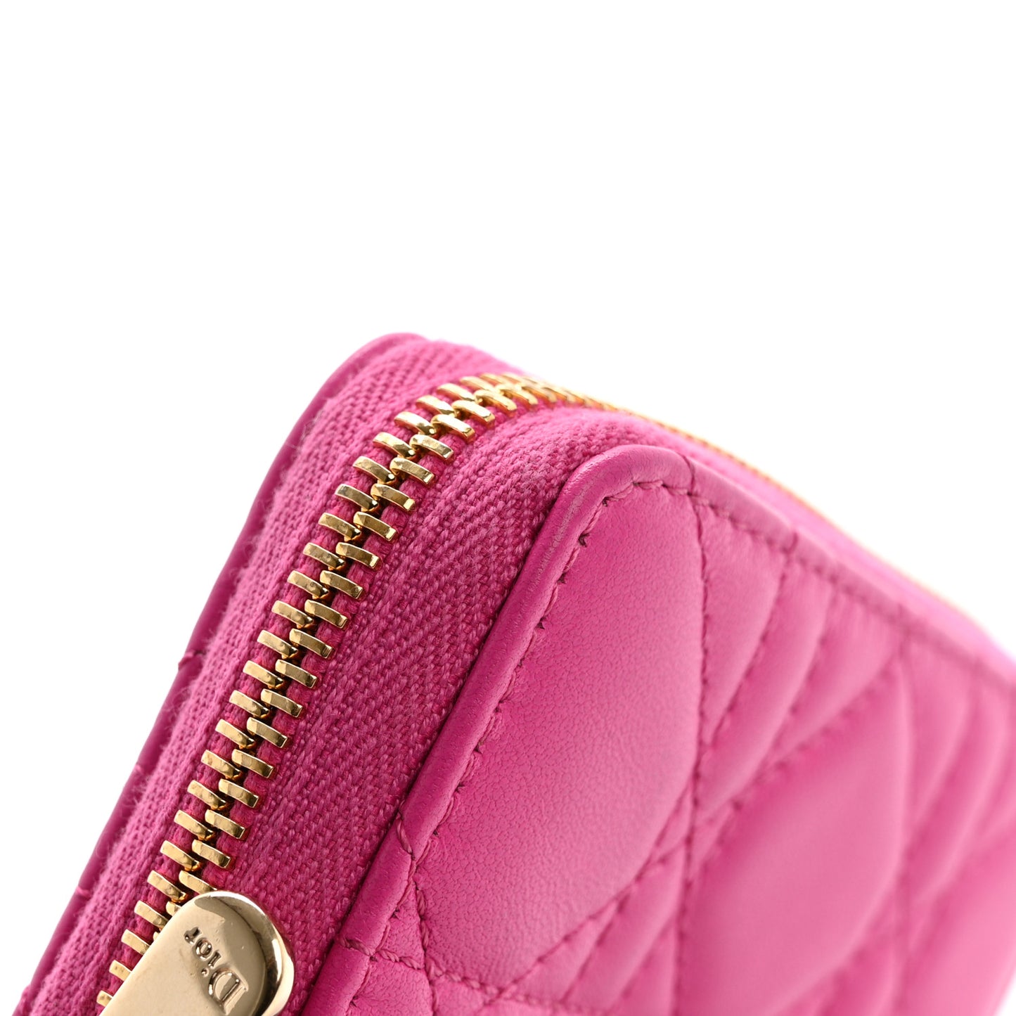 Lambskin Cannage Mini Lady Dior Zip Portemonnaie Rani Pink
