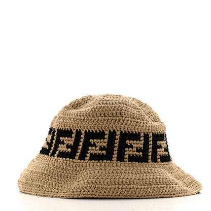 Fendi Cotton FF Woven Bucket Hat S Naturale Black 5 of 8