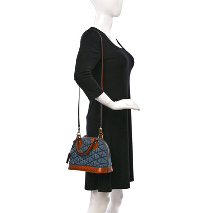 Louis Vuitton Denim Calfskin Reverse Monogram Malletage Alma BB Blue 2 of 8