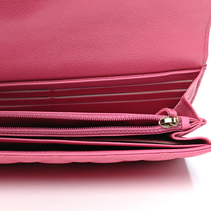 Chanel Caviar Quilted Large Gusset Flap Wallet Pink 7 of 8
