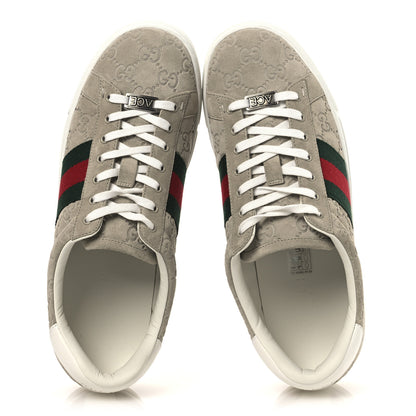 Gucci Suede GG Monogram Web Mens Ace Sneakers 8.5 Oatmeal 2 of 11