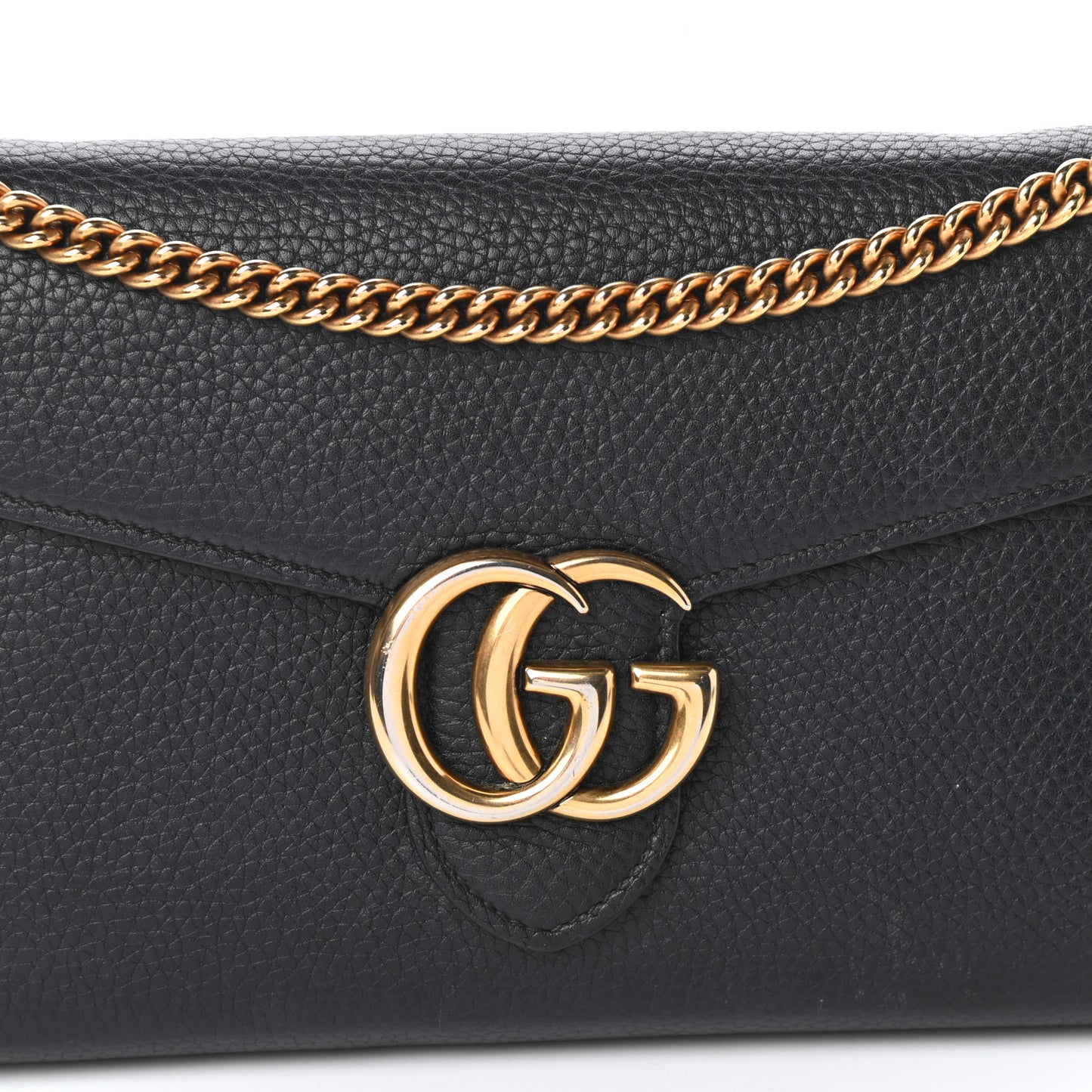 Calfskin GG Marmont Chain Wallet Black