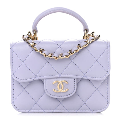 Chanel Lambskin Quilted Top Handle Flap Coin Purse With Chain Light Purple 1 of 11