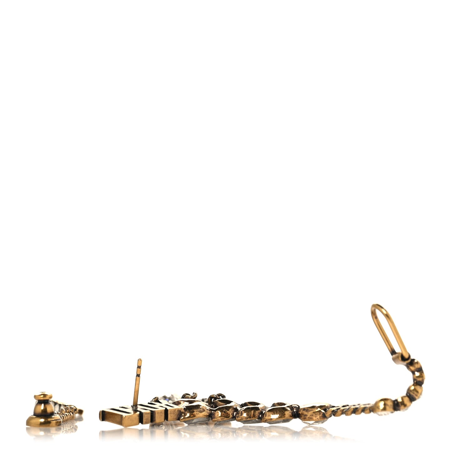 Crystal Metal Logo Dio(r)evolution Earring Aged Gold