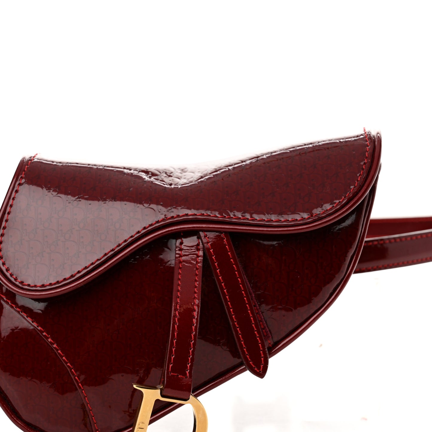 Patent Diorissimo Saddle Belt Bag Dark Red