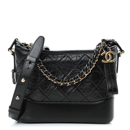 Chanel Aged Calfskin Quilted Small Gabrielle Hobo Black 1 of 4