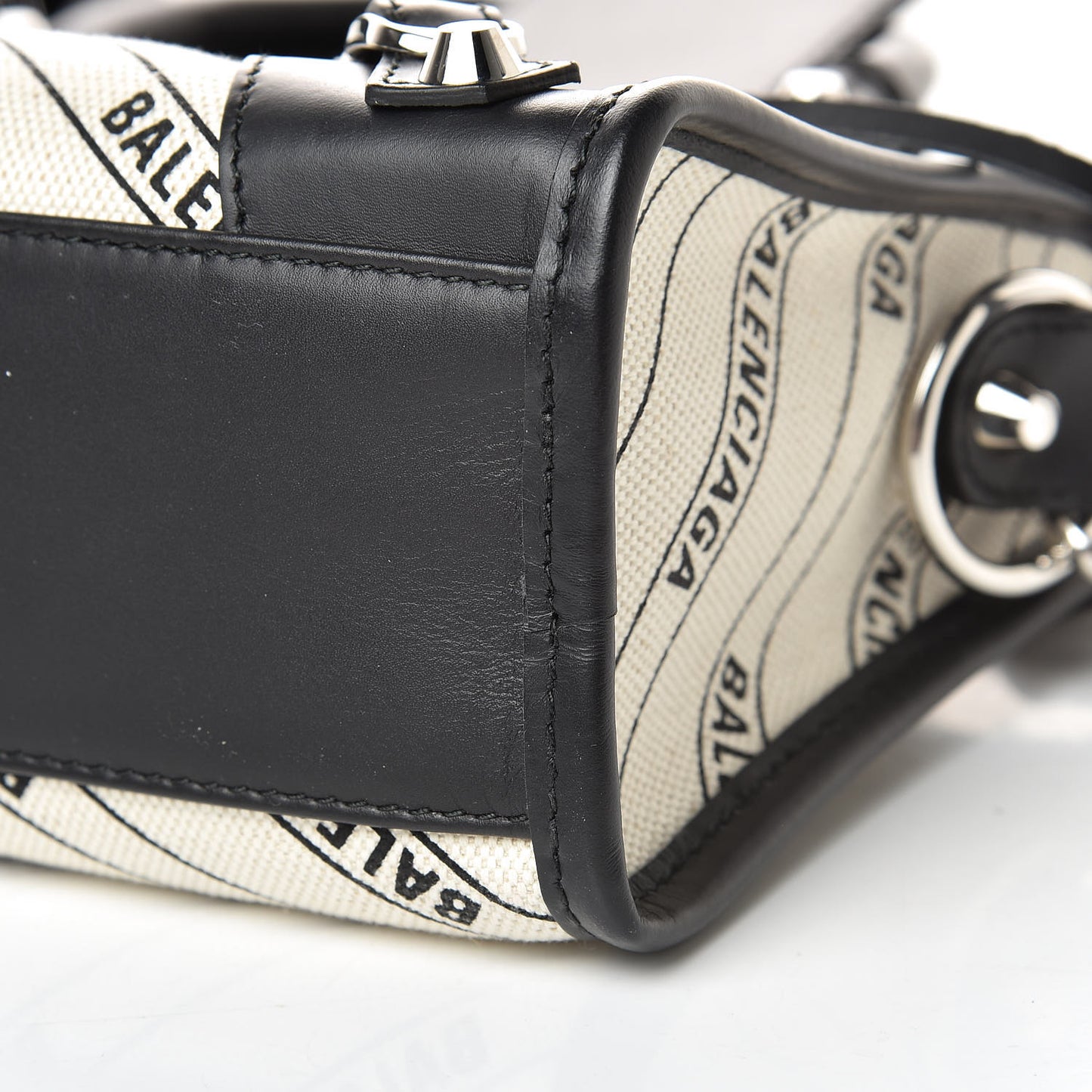 Canvas Satin Calfskin Diagonal Allover Logo Print Classic Silver Hardware Mini City Natural Black