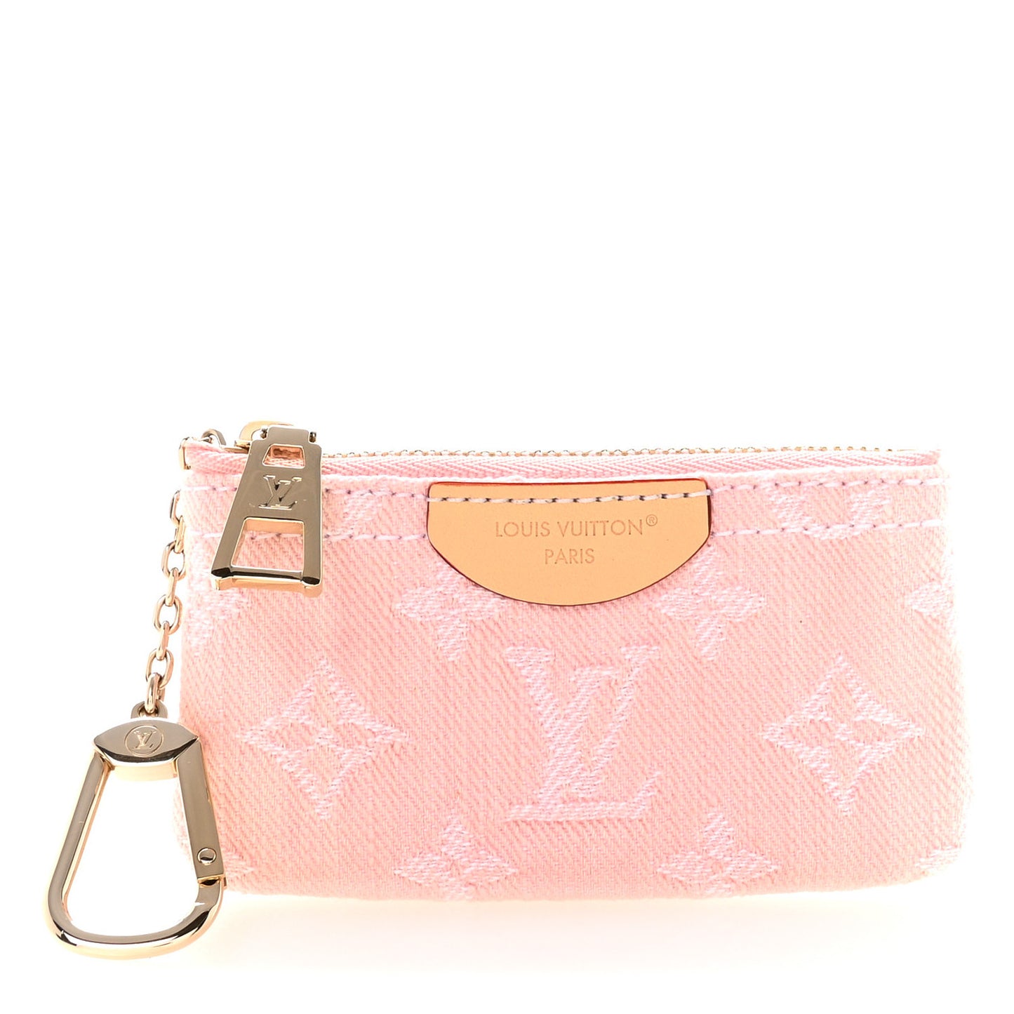 Monogram Denim Key Pouch Washed Pink