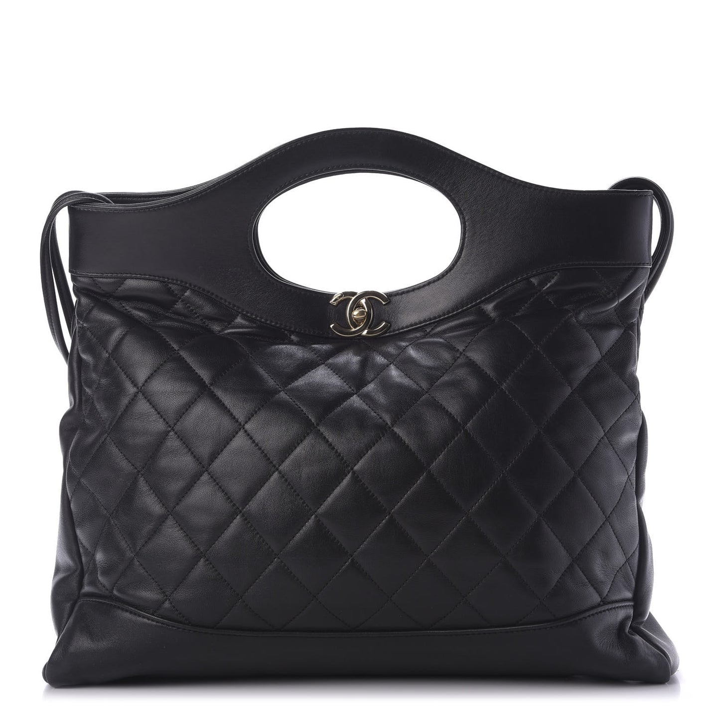 Lambskin Quilted Large 31 Shopping Bag Black