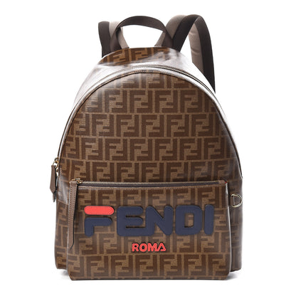 Fendi X FILA Glazed Fabric Vitello Century FF 1974 Mania Pouch Pocket Backpack Mogano Panna Blueberry 1 of 10
