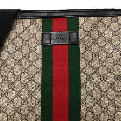 Gucci GG Supreme Monogram Calfskin Web Medium Flat Messenger Bag Beige Ebony Black 8 of 10