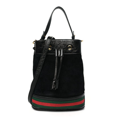 Gucci Suede Patent Web Small Ophidia Bucket Bag Black 1 of 10
