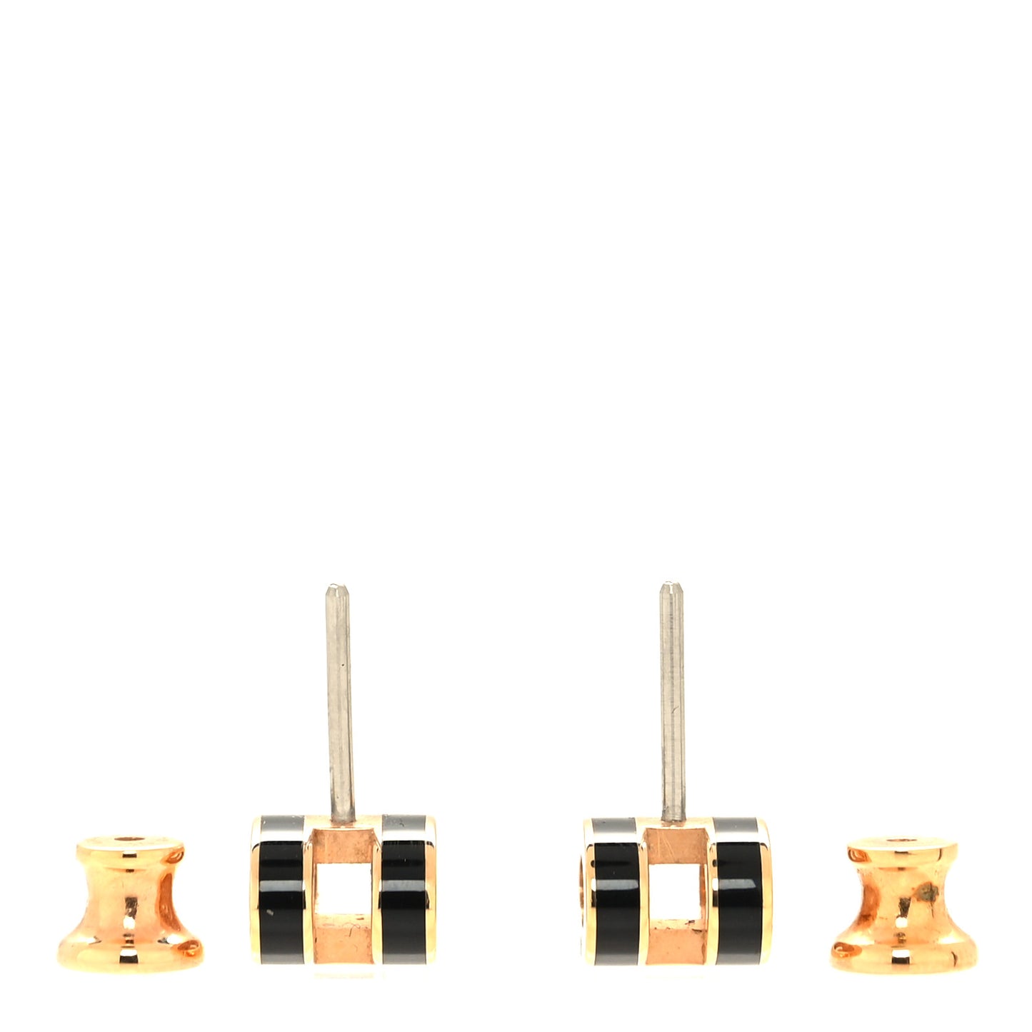 Gold Lacquered Mini Pop H Earrings Black
