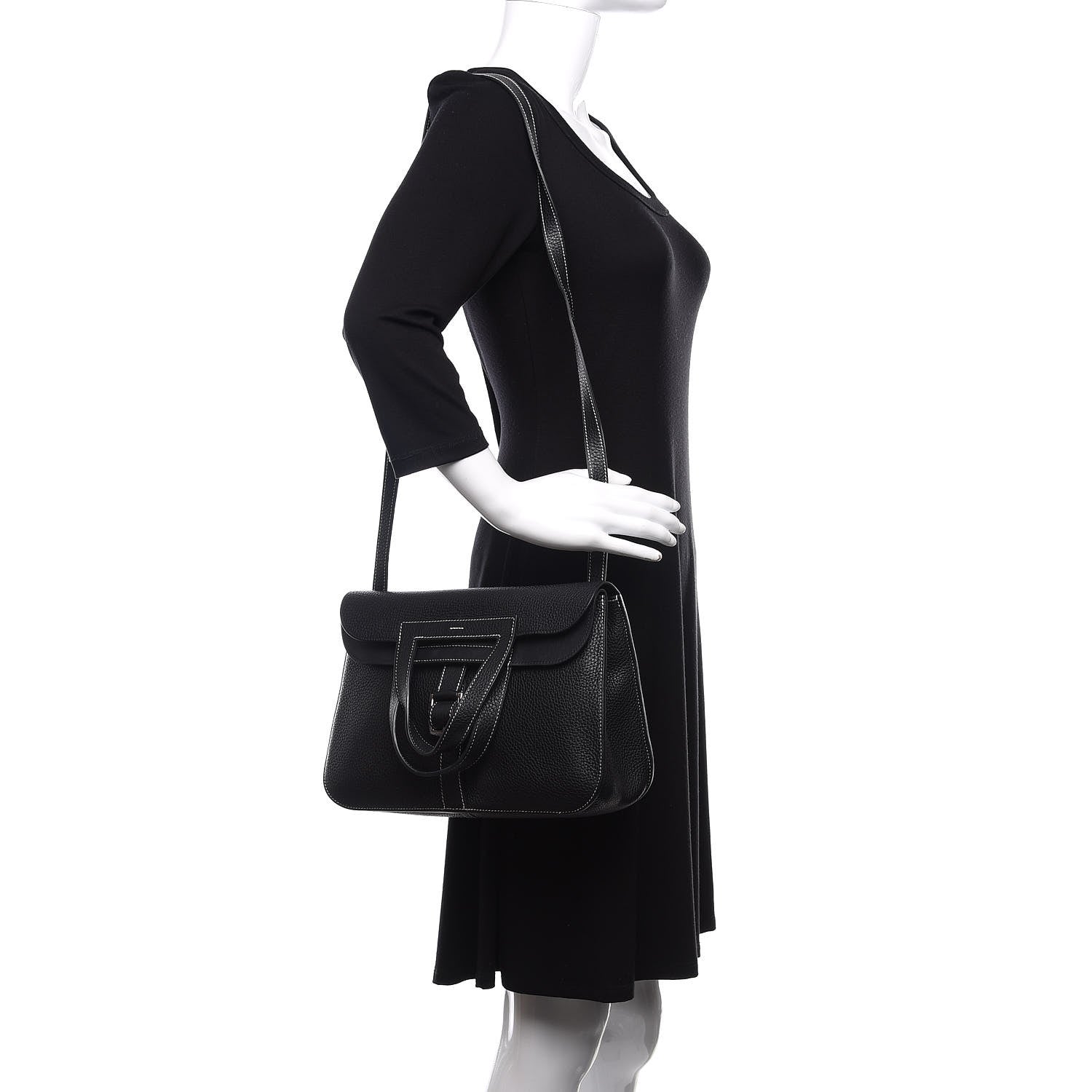 Hermes Taurillon Clemence Halzan 31 GM Black 2 of 13