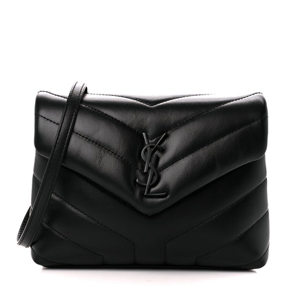 Saint Laurent Calfskin Y Quilted Monogram Monochrome Toy Loulou Crossbody Bag Black 1 of 12