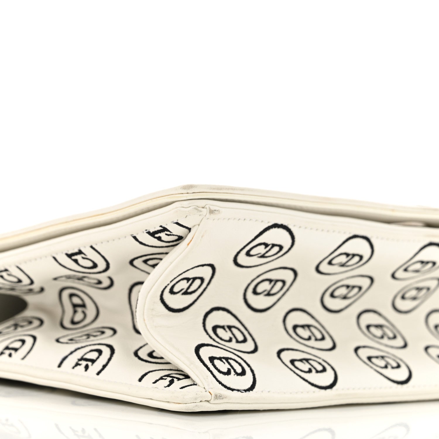 Christian Dior Calfskin Printed Medium Diorama Flap Bag White 9 of 14