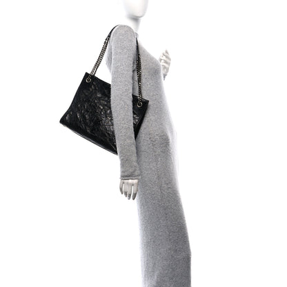 Saint Laurent Crinkled Calfskin Matelasse Monogram Medium Niki Shopper Tote Black 2 of 17