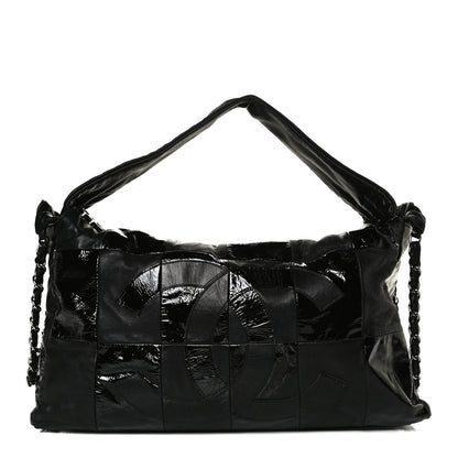 Chanel Lambskin Patent Calfskin Brooklyn Patchwork Hobo Black 1 of 15