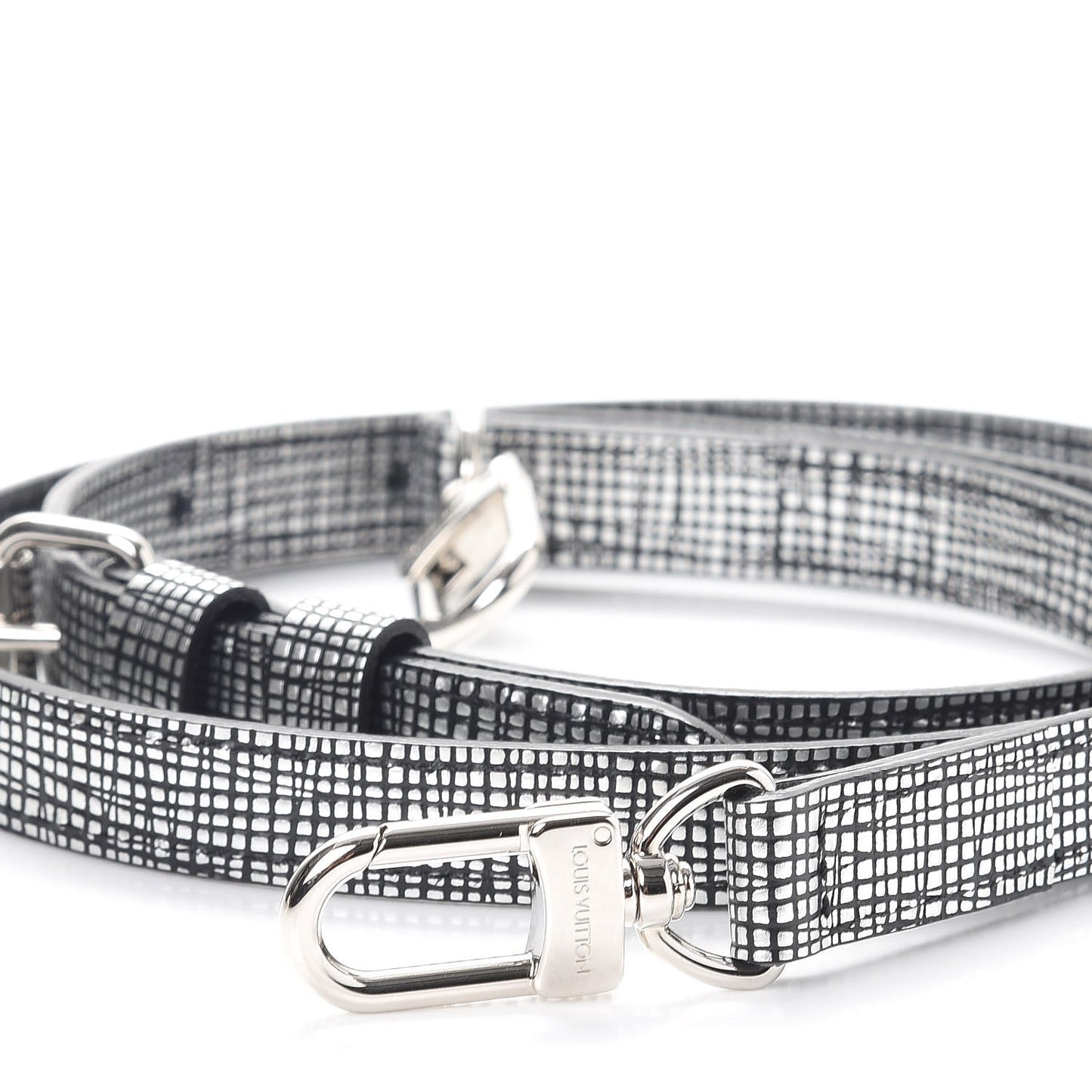 Metallic Epi Petit Malle Adjustable Shoulder Strap Black Silver