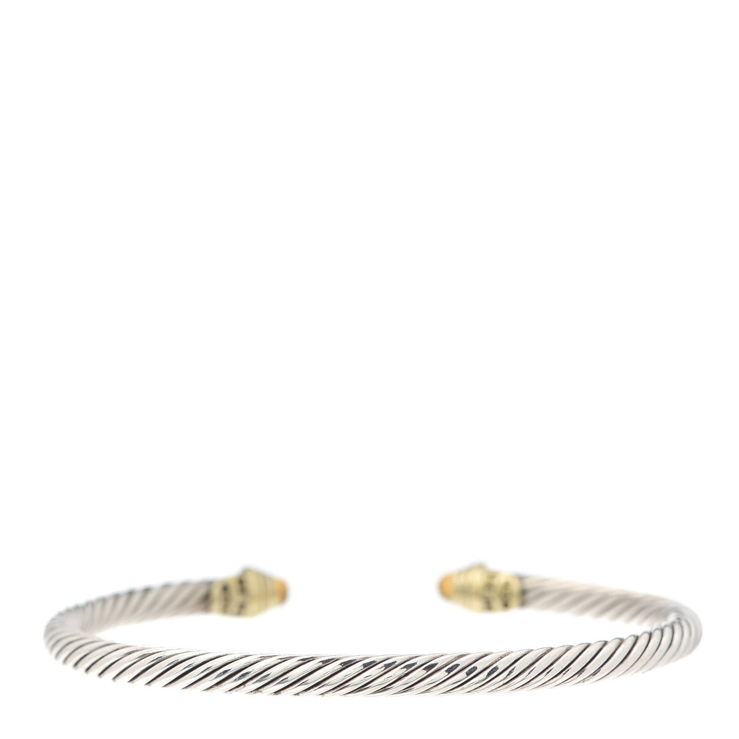 David Yurman Sterling Silver 18K Yellow Gold Citrine 4mm Cable Classics Bracelet 3 of 5
