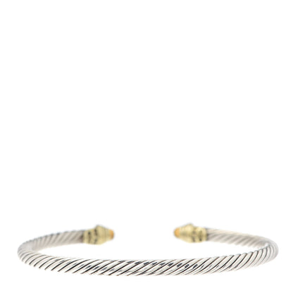 David Yurman Sterling Silver 18K Yellow Gold Citrine 4mm Cable Classics Bracelet 3 of 5