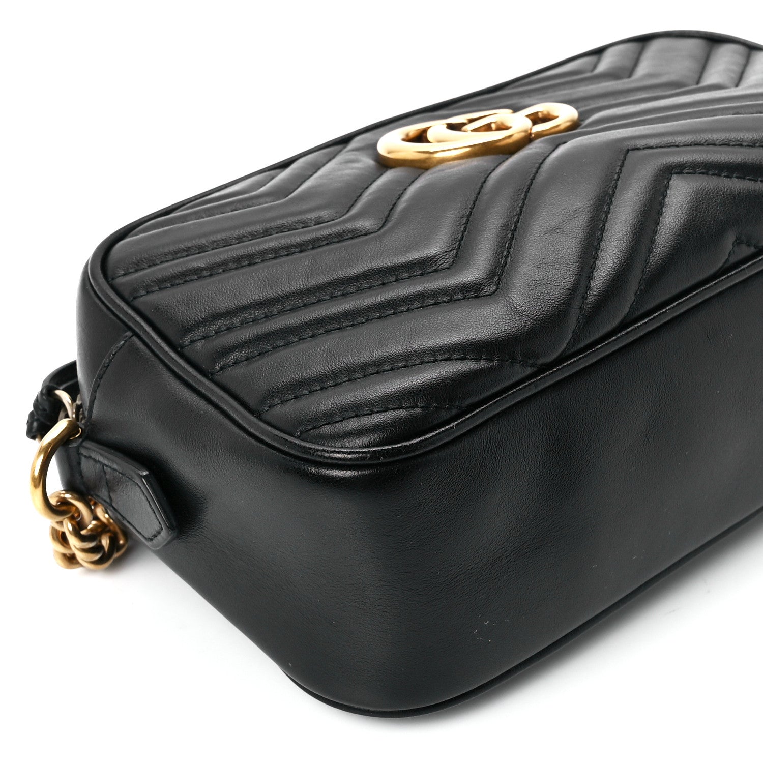 Gucci Calfskin Matelasse Small GG Marmont Chain Shoulder Bag Black 11 of 12