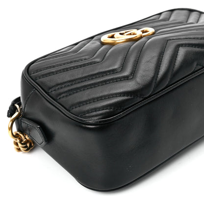 Gucci Calfskin Matelasse Small GG Marmont Chain Shoulder Bag Black 11 of 12