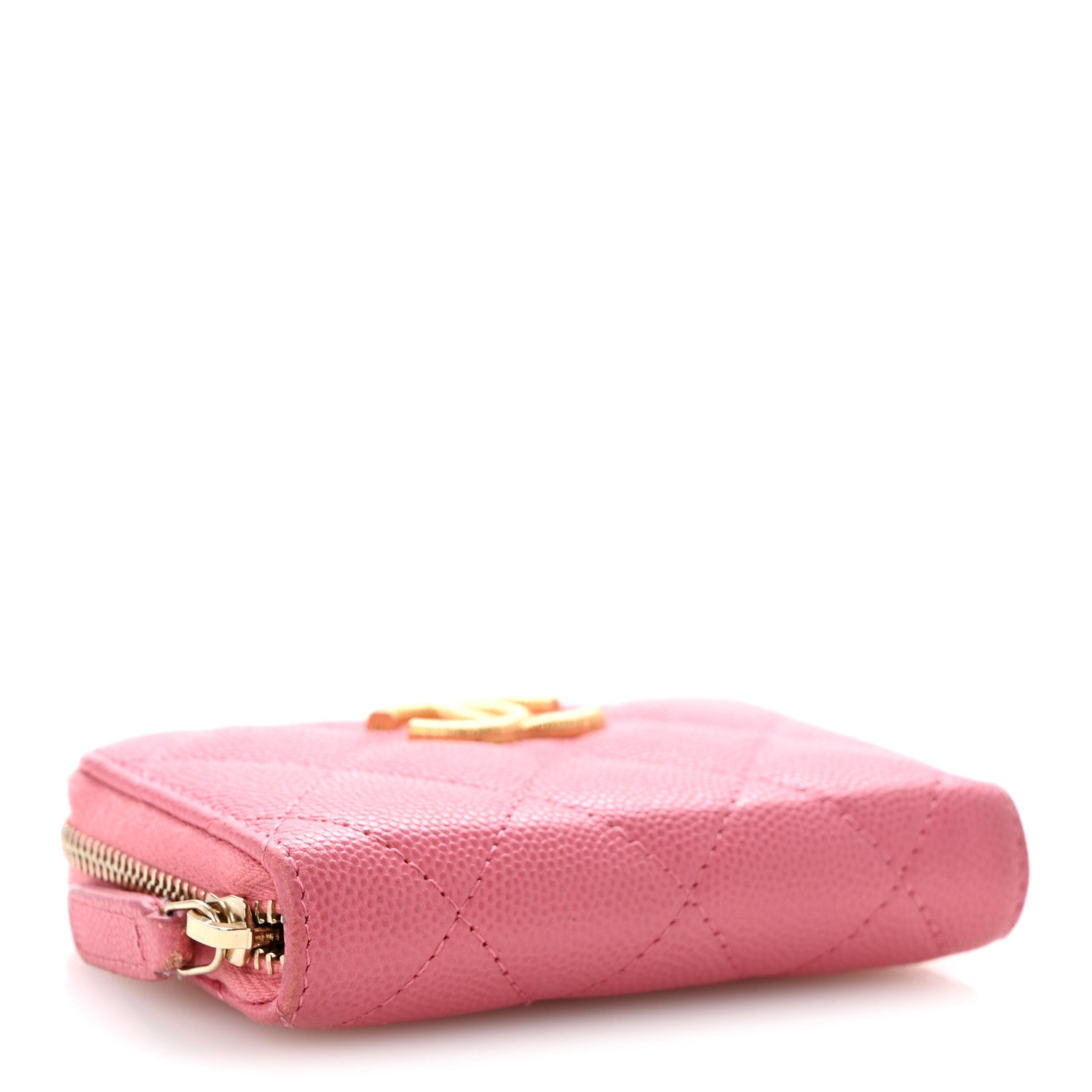 Chanel Caviar Quilted Textured CC Zip Around Coin Purse Pink 4 of 10