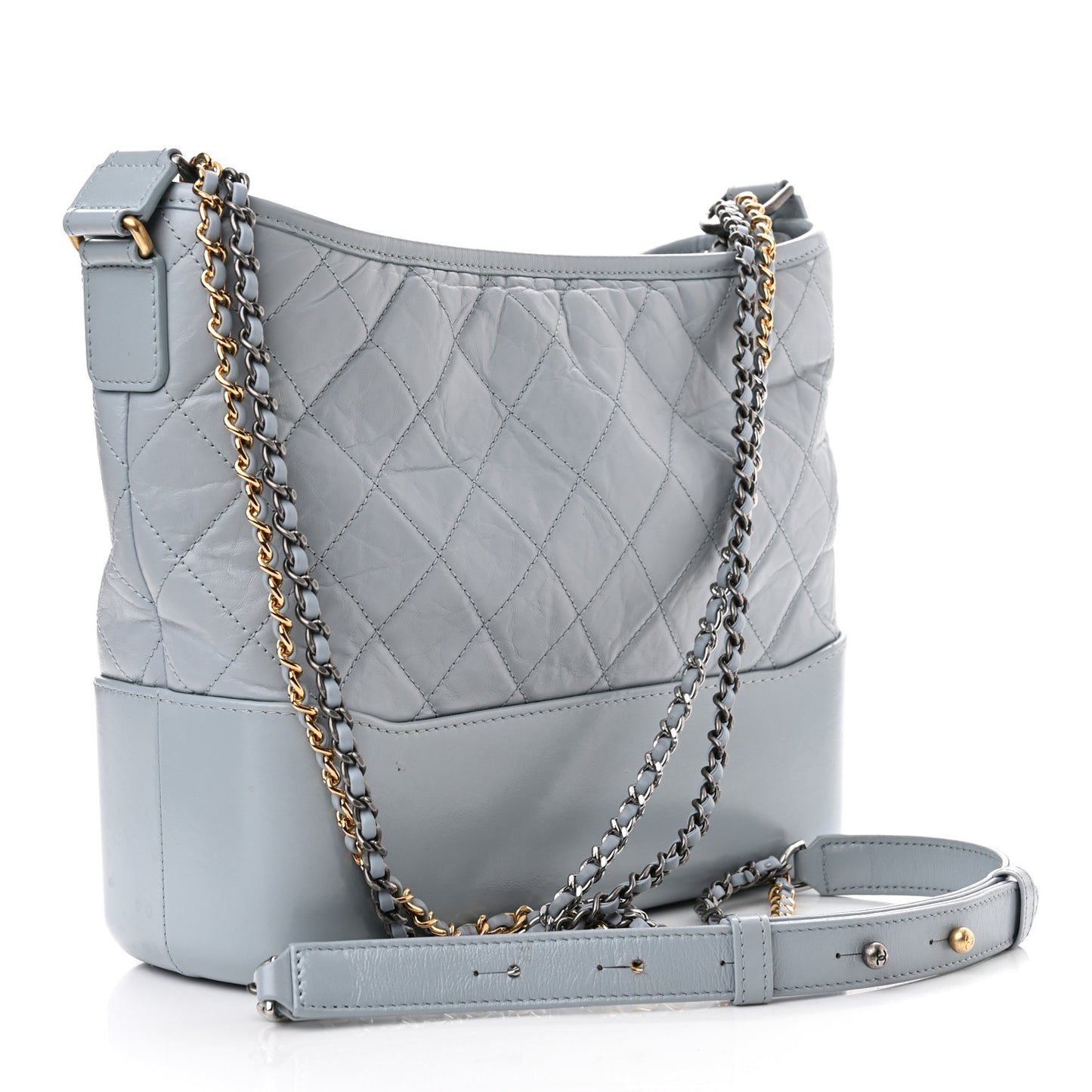 Aged Calfskin Quilted Medium Gabrielle Hobo Light Blue