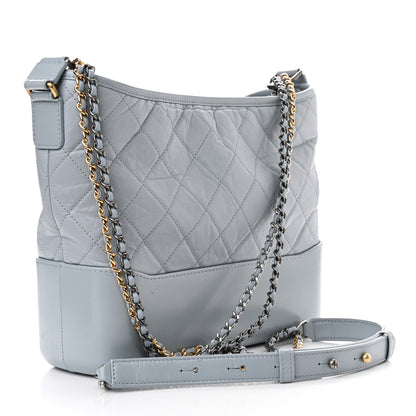 Chanel Aged Calfskin Quilted Medium Gabrielle Hobo Light Blue 3 of 10