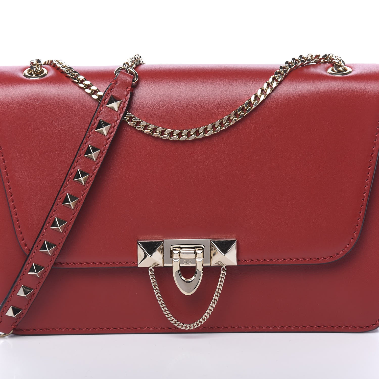 Valentino Garavani Vitello Small Rockstud Demilune Shoulder Bag Rosso Valentino 11 of 11