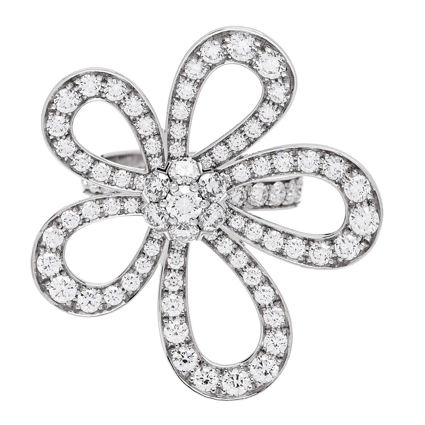 18K White Gold Diamond Flowerlace Ring 52 6