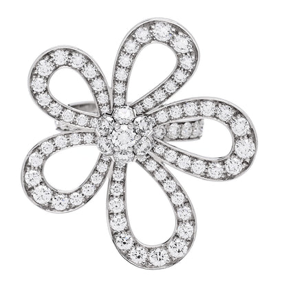 Van Cleef & Arpels 18K White Gold Diamond Flowerlace Ring 52 6 1 of 6