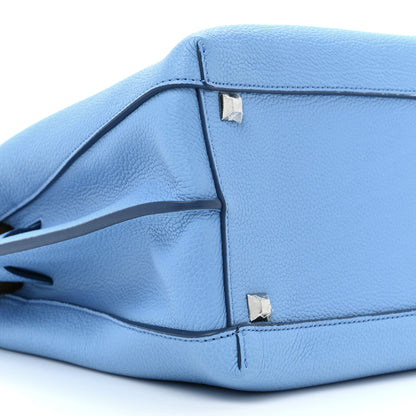 MCM Grained Calfskin Medium Milla Tote Tile Blue 12 of 15