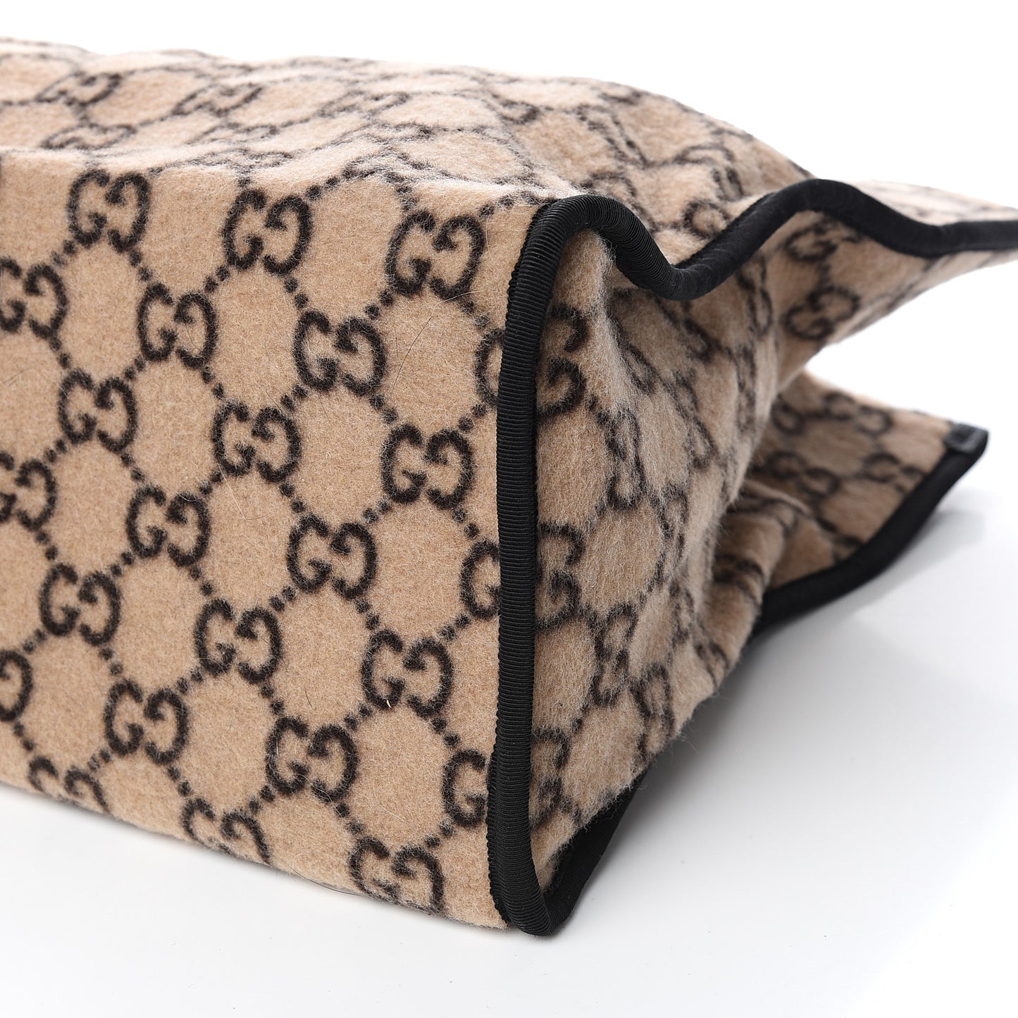 Covered Wool GG Monogram Large Tote Bag Beige Ebony