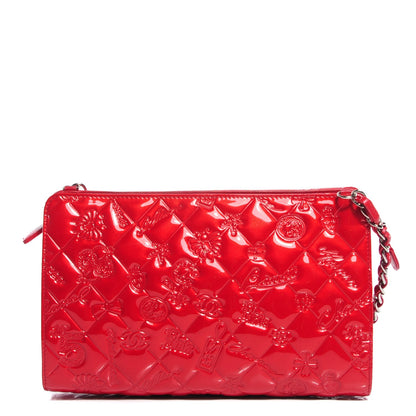 Chanel Patent Calfskin Lucky Symbols Pochette Red 1 of 8