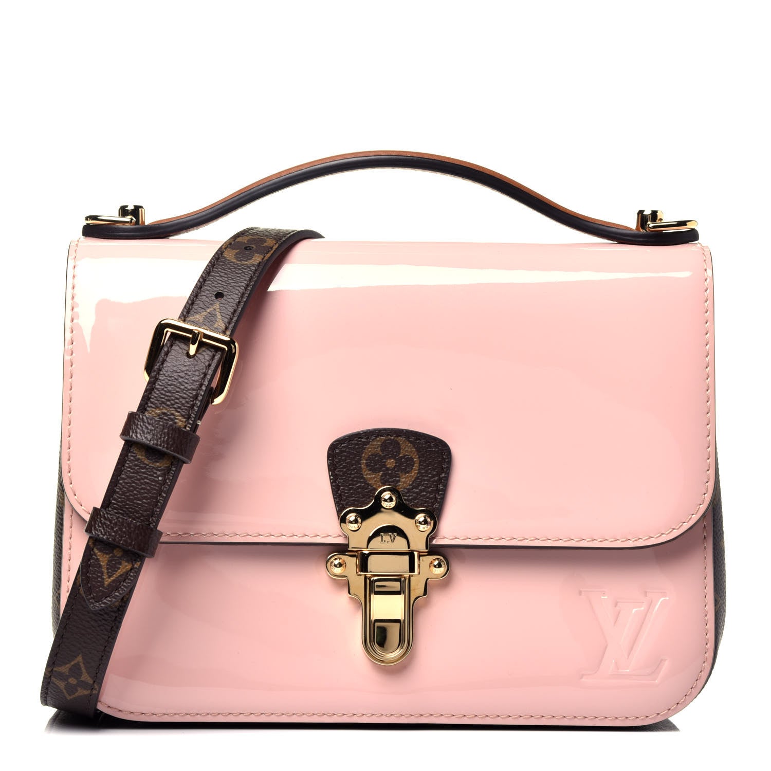 Louis Vuitton Patent Calfskin Monogram Cherrywood BB Rose Ballerine 1 of 11