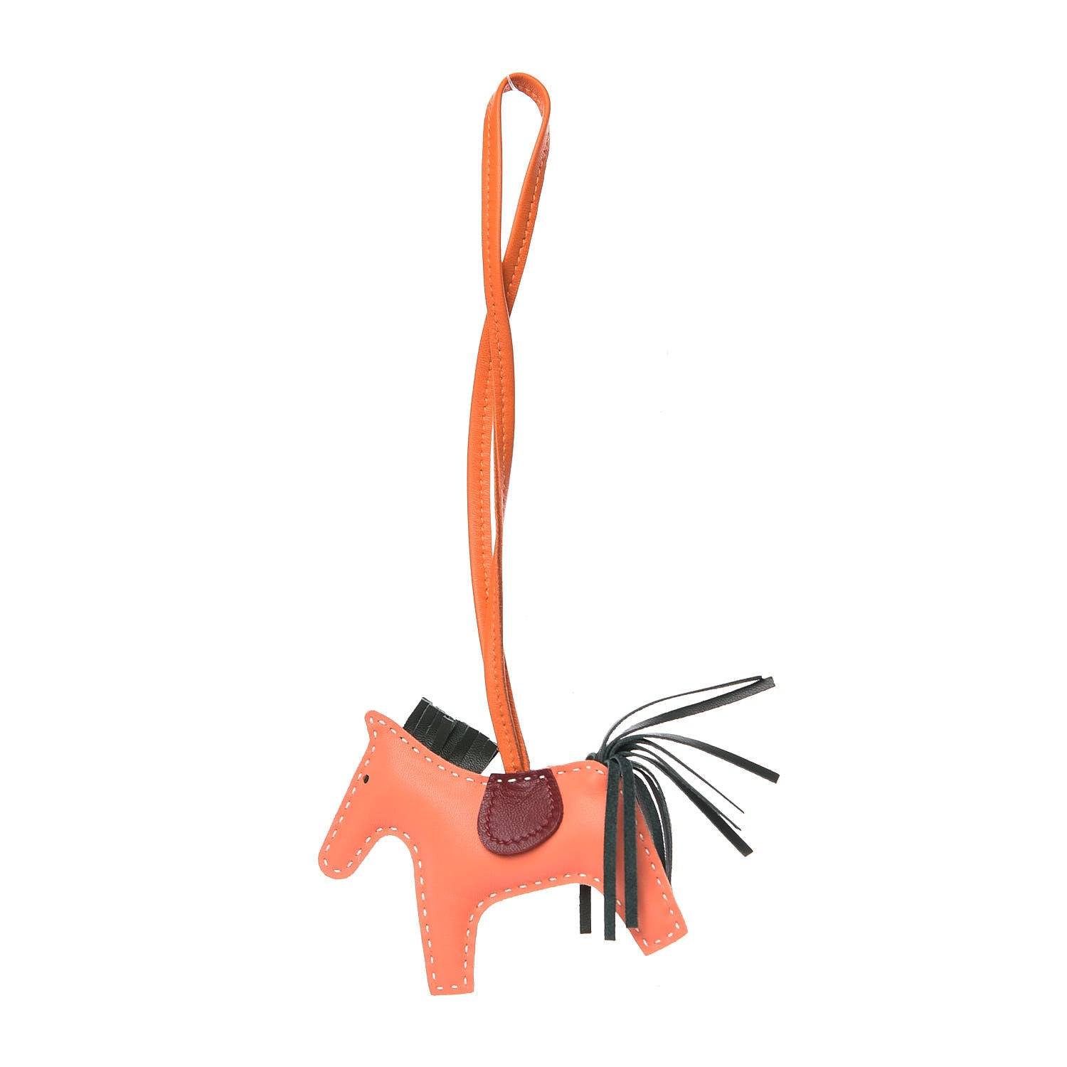 Hermes Milo Lambskin Grigri Rodeo Horse Bag Charm PM Crevette Vert Anglais Rouge H Orange 1 of 3