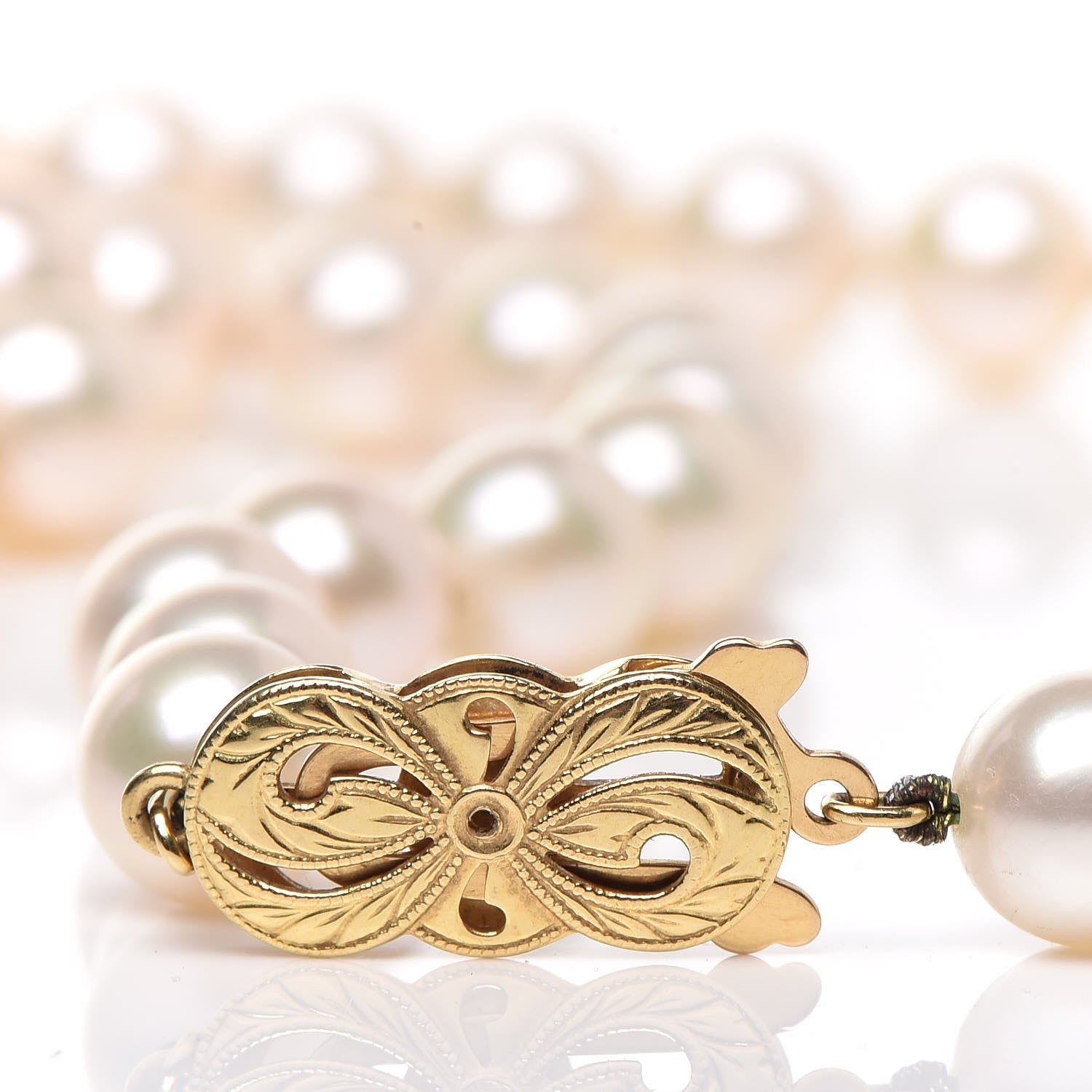 Mikimoto 18K Yellow Gold Akoya Cultured Pearl 7-7.5mm Strand Necklace 16" 5 of 6