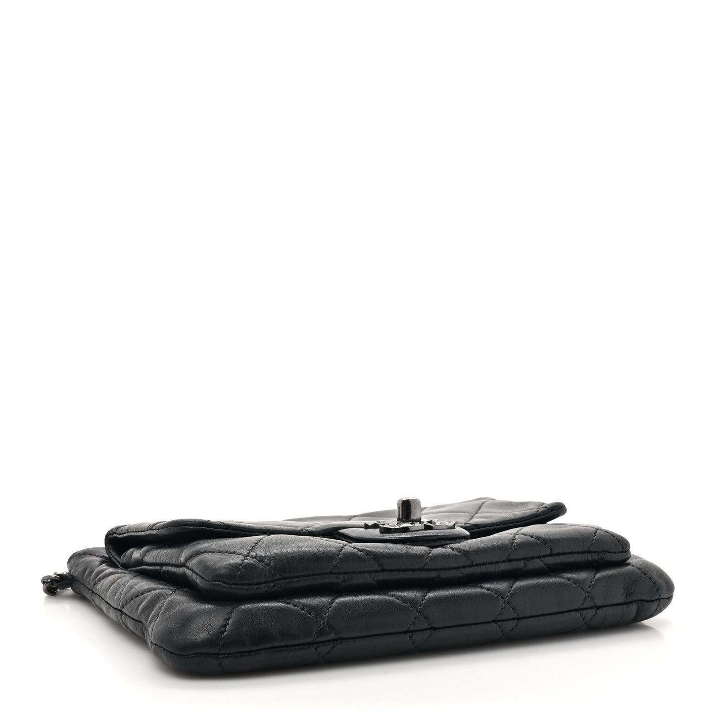 Lambskin Quilted Mineral Nights Flap Wristlet Black