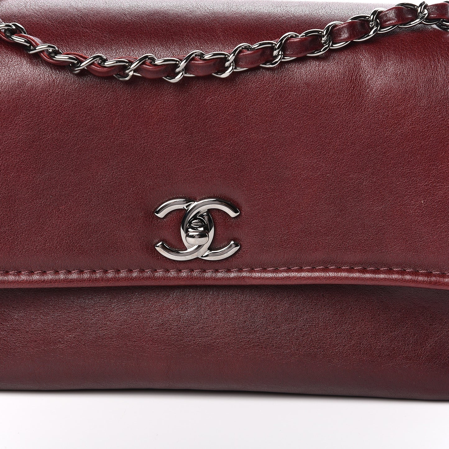 Calfskin Medium Flap Bag Dark Red
