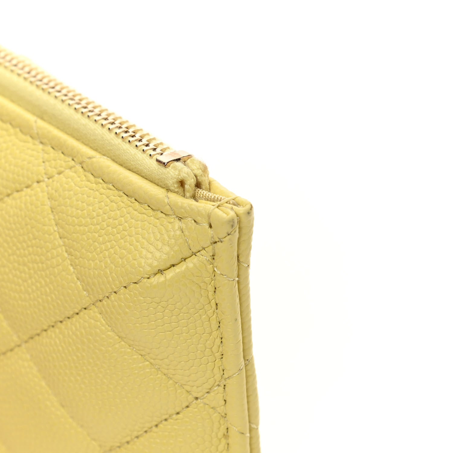 Chanel Caviar Quilted Classic Flat Wallet Pouch Yellow 8 of 11