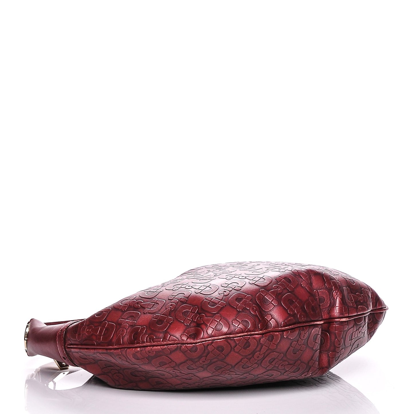 Calfskin Horsebit Embossed Glam Hobo Burgundy